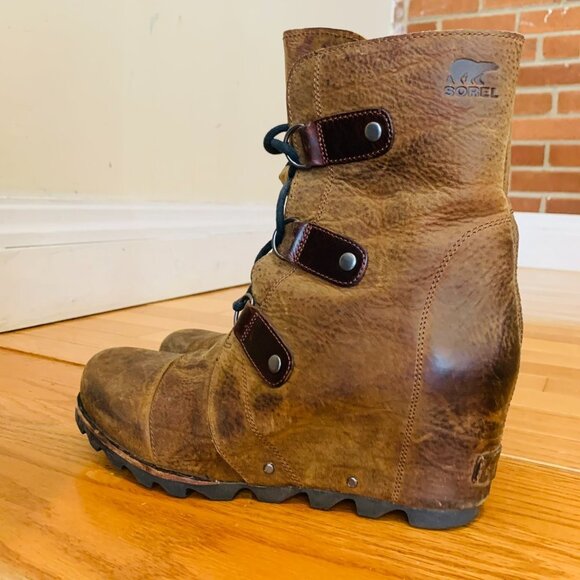 Sorel JOAN Of ARTIC WEDGE BOOTS KETTLE!! Lace Up Waterproof Women Size 11 - Picture 6 of 13